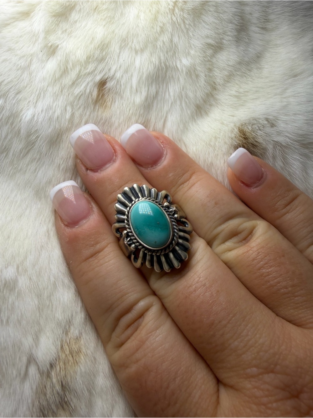 Native Made Turquoise Ring Size 11